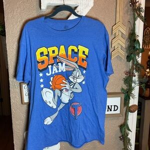 Space Jam Bugs Bunny Short Sleeve Blue Graphic T-Shirt Men’s Size XL